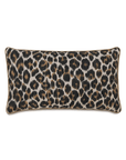 Rectangular Gira Spot pillow featuring a leopard print pattern with an elegant gold trim on the edges, isolated on a white background, perfect for a Scottsdale Arizona bungalow by Eastern Accents.