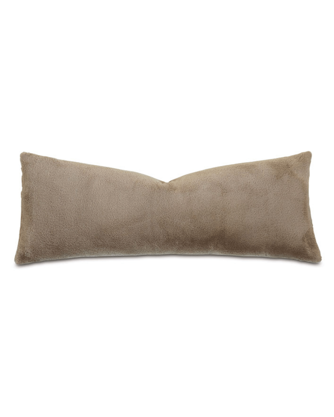 A rectangular, bone-shaped Adri Faux Fur Pillow in a light beige color, inspired by the serene aesthetics of Scottsdale, Arizona, laid on a plain white background. (Brand Name: Eastern Accents)