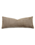Light brown extra-long faux fur pillow with soft, fuzzy texture by Eastern Accents, Adrienne collection.