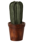 The Maileg Furniture plush green cactus toy by Maileg features a ribbed texture and sits in a brown pot, making it perfect as cute dollhouse furniture for your Maileg Mouse collection.