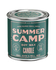 A green tin canister with a silver lid labeled "G&W Soy Candle" in large pink letters. Hand poured, 8 oz, burns for 45 hours, and fills your space with nostalgic joy. Part of Faire’s Happy Place Collection.