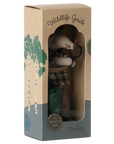 The Maileg Wildlife Guide Mouse by Maileg is a small mouse dressed in plaid for hiking, holding a stick with magnets in its hands. It comes in a cardboard box featuring tree illustrations and labeled "Wildlife Guide" and "Maileg.