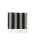 A stack of My Mind's Eye Cocktail Paper Napkins features black and white vertical stripes with a solid white border at the bottom, neatly arranged against a plain white background.