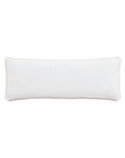 A long, rectangular white Casa Chenille Pillow with a subtle tan piping around the edges, displayed against a plain background, perfect for a Scottsdale Arizona bungalow by Eastern Accents.