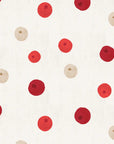Faire’s Boston Guest Napkins feature red and beige watercolor polka dots, some with X or star shapes, on a light textured background. Dimensions: 8.3 x 4.5 x 1 in (21 x 11.4 x 2.5 cm).