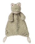 Mary Meyer Corp's Stuffed Animals: a soft green plush frog security blanket with textured fabric, small limbs, and a wide head with stitched eyes and mouth—perfect for plush toy and stuffed animal lovers.