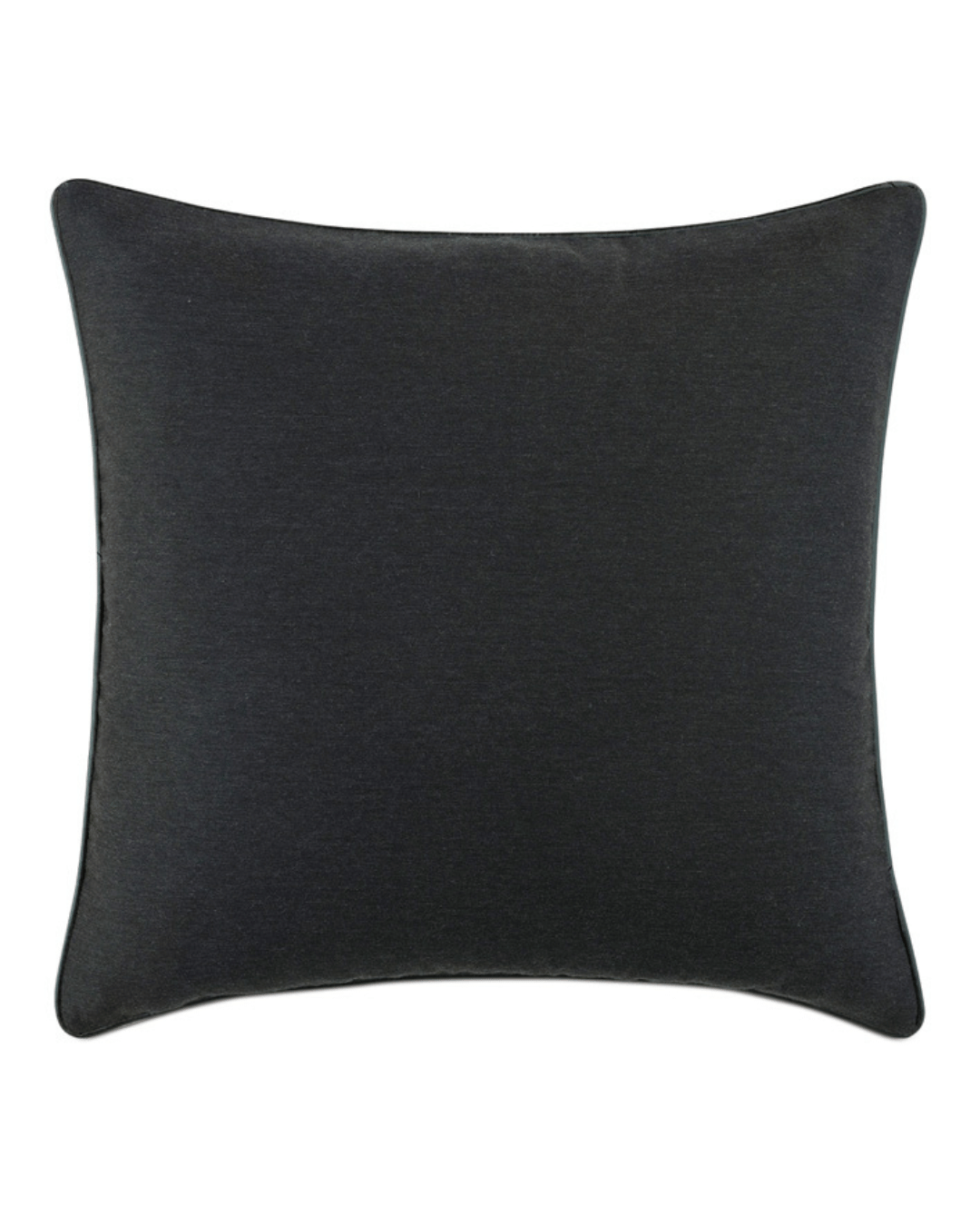 Bungalow-style Eastern Accents Ban Solid Black Pillow with slightly curved edges on a white background.