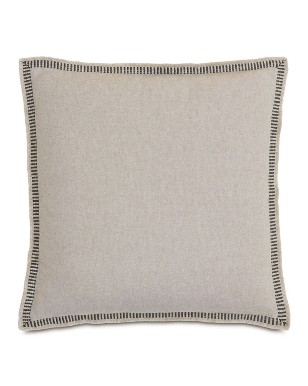 A Moa Textured Border Petit pillow by Eastern Accents, with a black and white piped edge, displayed on a plain, light background in a Scottsdale Arizona Bungalow.