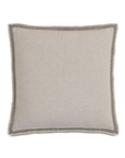 The Moab Textured Border Petit by Eastern Accents is a square beige throw pillow with a simple black striped border and linen-like textured fabric, shown against a white background.