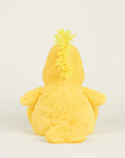 The Woodstock Warmies by Warmies/Intelex is a microwavable plush yellow bird shown from the back on a plain white background, featuring two wings, a tail, and a spiky yellow tuft for sensory comfort.