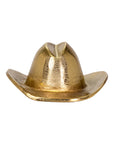 The Westin Hat by The Import Collection is a shiny gold cowboy hat sculpture with a textured surface, wide brim, and indented crown—an eye-catching accent for western decor, shown against a plain white background.