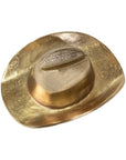 The Import Collection's Westin Hat features a shiny gold finish and textured surface—this cowboy hat sculpture is perfect for adding Western decor flair to any room, photographed at an angle on a white background.