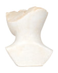 The Aurelia Sculpture by The Import Collection features a smooth, abstract white marble form with a rounded top, irregular surface, and wide angular base, displayed against a plain white background.