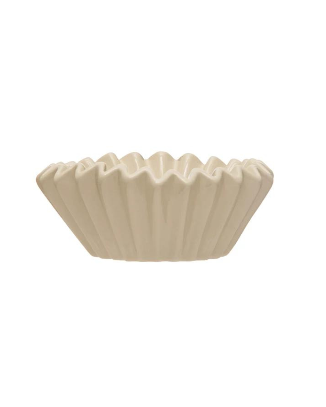 An unused Cottage Stoneware Bowl by Creative Co-op, featuring an artisanal silhouette and white finish, is displayed against a plain white background.