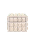 The Import Collection's Cisco Box is a rectangular white accent box with a geometric grid of raised square buttons on the front and top, offering minimalist decorative storage for any space.