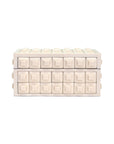 The Cisco Box by The Import Collection is a rectangular beige decorative storage box featuring stacked sections and a grid of raised square tiles for a modern, minimalist geometric look.