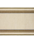 The CH Tea Towels S/2 by Faire feature a rectangular beige design with two sets of parallel olive green and gray stripes near the edges, evoking French country tea towels and leaving the center plain.