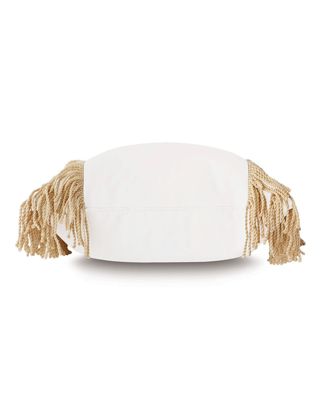 A decorative Paler Fringe Cloud Pillow from Eastern Accents with long, tasseled ends, isolated on a white background, exudes Bungalow style.