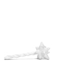 The Montes Doggett 4889 Wand No. 889 is a white, high-fired ceramic piece shaped like a twisted wand with a star-shaped ball at one end. Uniquely designed, it's also dishwasher safe and shown on a plain white background.