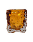 The 49-704 bryson Vase by The Import Collection features an amber art glass design with a textured surface and irregular, wavy cylindrical shape, showcased against a plain white background.