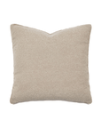 Beige square Boucle Camel pillow with a slight texture, photographed in a Scottsdale bungalow against a plain white background by Eastern Accents.
