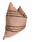 The Rennah Collective Clementine Pillow 22x22 features a square, decorative woven cover in light brown with dark brown stripes, crafted from a polyester-linen blend for texture and style.