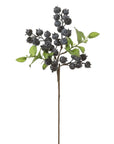 The Faire 14" Blueberry Pick features clusters of dark blue berries and green leaves on a long brown stem, making it perfect for year-round decor. Shown isolated on a white background.