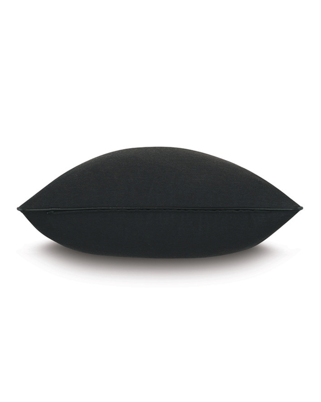 The Banks Solid Black Pillow by Eastern Accents features a smooth fabric and modern look, shown side view on a white background—perfect as a euro sham or paired with a feather down insert for enhanced comfort.