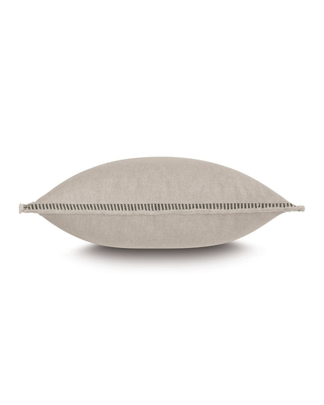 Beige fabric Moa Textured Border Petit pillow with a visible zipper, isolated on a white background, perfect for a Scottsdale Arizona bungalow by Eastern Accents.