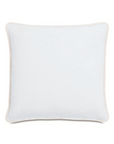 White Casa Chenille Pillow by Eastern Accents with a beige piped border isolated on a white background, perfect for a bungalow in Scottsdale, Arizona.