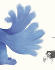 A blue, furry monster with big hands grins next to a tiny piano and stool on a white background. Perfect for silly picture books, the text reads "Monsters Never Get Haircuts." From Hachette Book Group; sparks kids' imagination.