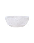 An off-white, textured Primley Bowl by The Import Collection features subtle geometric details in its minimalist design and is displayed against a white background.