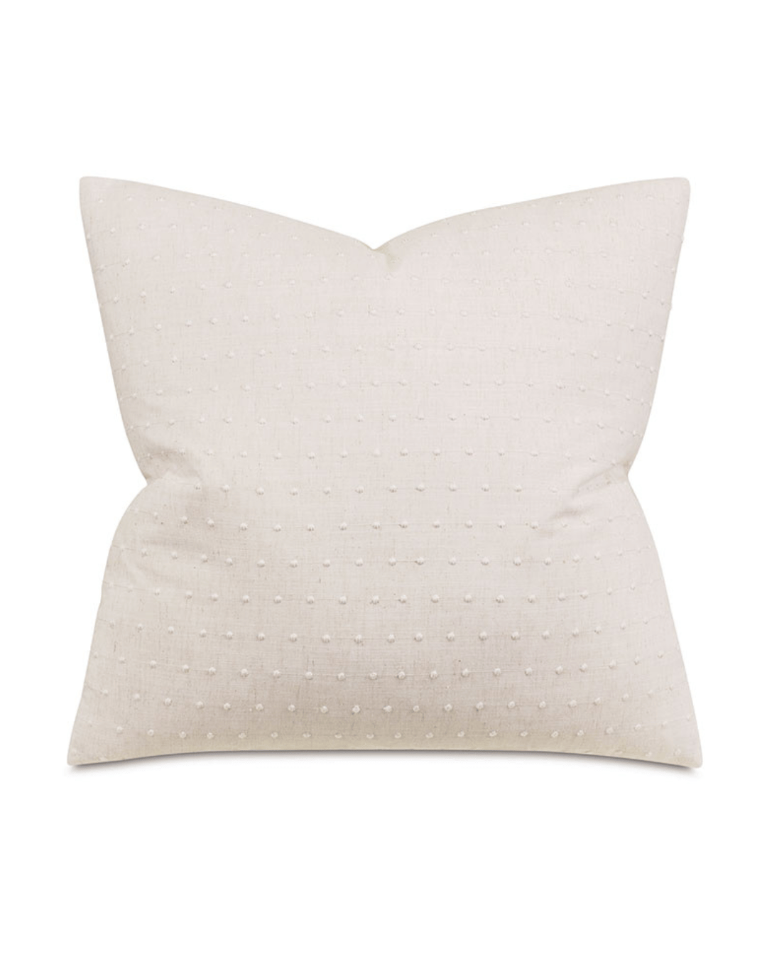 A square, ivory-colored Dotted Decorative Pillow in Bungalow style, displayed against a white background by Eastern Accents.