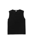The Tank by Kule: a sleeveless black organic cotton tank top with a crew neckline, displayed flat on a white background.