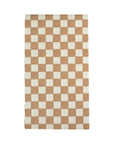 The My Mind's Eye Guest/Dinner Napkin features a tan and white checkerboard pattern with evenly spaced alternating squares, displayed against a white background—perfect for pairing with elegant table settings.