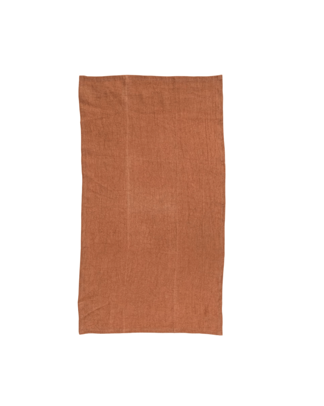 A plain, rectangular terracotta-colored Linen Tea Towel Rust, neatly folded and reminiscent of a Scottsdale Arizona style, isolated on a white background by Creative Co-op.
