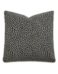 The Esmeralda Ocelot Pillow by Eastern Accents is a square decorative pillow with textured pebble-patterned chenille fabric in black and gray, featuring a plush feather down insert for added comfort.