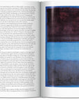 The Rothko Basic Art Edition by Ingram Book Company features an open spread with text and two small gallery photos on the left, and a bold full-page artwork of three horizontal rectangles in red, purple, and blue on the right.