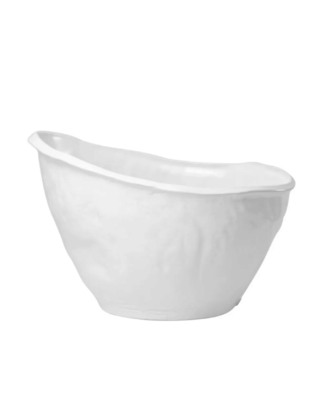 A white, freestanding Ice Bucket No. 775 by Montes Doggett with a modern design on a plain white background, suitable for elegant Scottsdale, Arizona bungalows. The tub features a smooth, curved edge for comfort.
