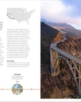 Experience the dramatic cliffs and Bixby Creek Bridge on California’s Pacific Coast Highway at sunset—a classic route from Road Trips USA by Random House. Enjoy iconic views of rugged coastline and ocean waves below, perfect for an unforgettable American adventure.