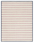 The Faire Stars & Stripes Blanket features a cream base with horizontal red stars and navy blue stripes, finished with a solid navy border for classic summer charm and New England seaside style.