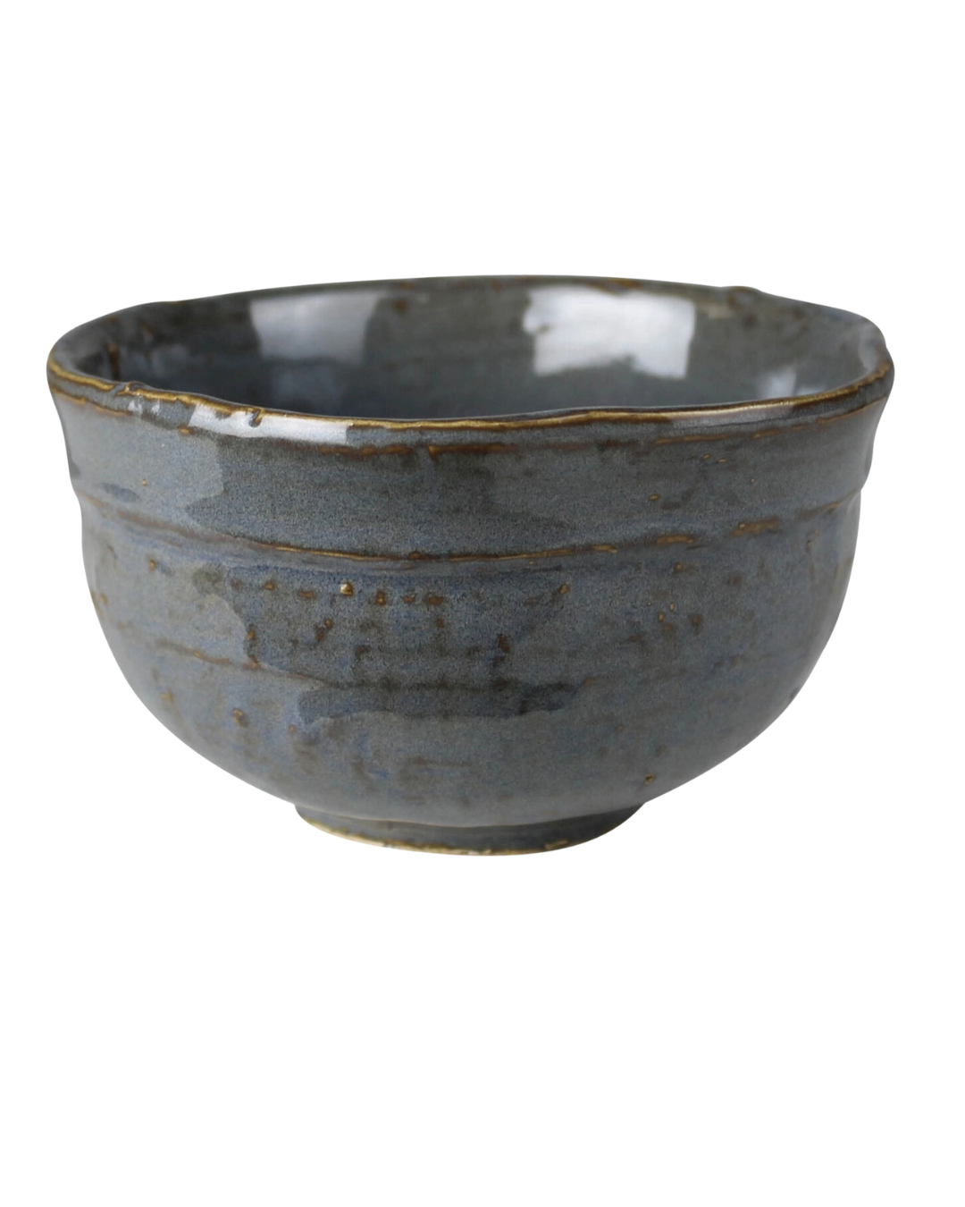 The HomArt Beckman Ceramic Bowl Small with a glazed blue finish and subtle brown accents along the rim and sides, isolated on a white background, epitomizes Arizona style.