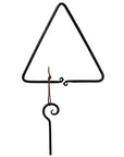 The HomArt Dinner Bell is a forged iron triangle with curved ends, featuring a metal striker attached by a string—ideal as a suspended percussion instrument or dinner bell, ready to play.
