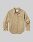 The Kayla Shirt F25 by Citizens Of Humanity/AGOLDE is a lightweight beige linen long-sleeve shirt with a single chest pocket, shown laid flat on a light gray background.
