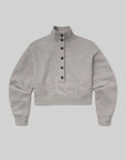 Heather grey fleece funnel neck with black buttons, Citizens of Humanity Mirelle top, cozy modern style for fall.