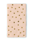 The My Mind's Eye Guest/Dinner Napkin features a light pink rectangular design with shiny gold polka dots, displayed on a white background.