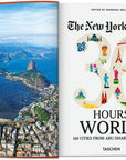 An open book shows a Rio de Janeiro photo and the cover of "New York Times 36 Hours World 150 Cities" by Ingram Book Company, ideal for planning international city trips.