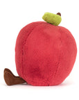 The Amuseables Apple by Jelly Cat Inc. is a plush toy shaped like a red apple with a brown stem and green leaf, crafted from soft, fuzzy fabric and shown on a plain white background.