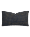 Rectangular Octa Wool Pillow in dark color with a textured pattern of dotted lines throughout, placed against a plain white background in a Scottsdale Arizona bungalow by Eastern Accents.