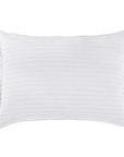 The Blake Big Pillow 28x36 by POM POM features a hand-loomed, sophisticated stripe design on its white rectangular form, offering understated elegance.